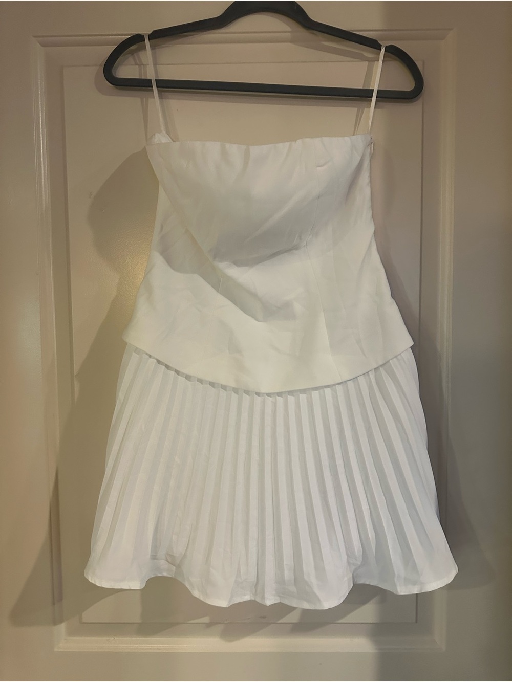 NWT Commense White Strapless Pleated Mini Dress - S - Picture 2 of 6